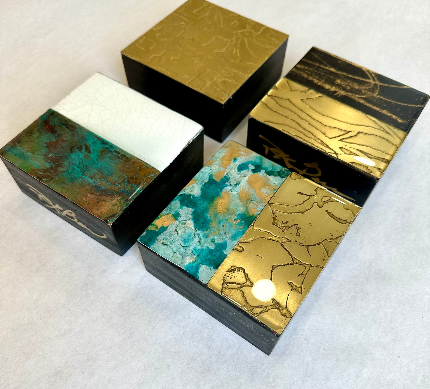 Mini Metal grouping Original artwork - SET OF FOUR ( 4x4x2)