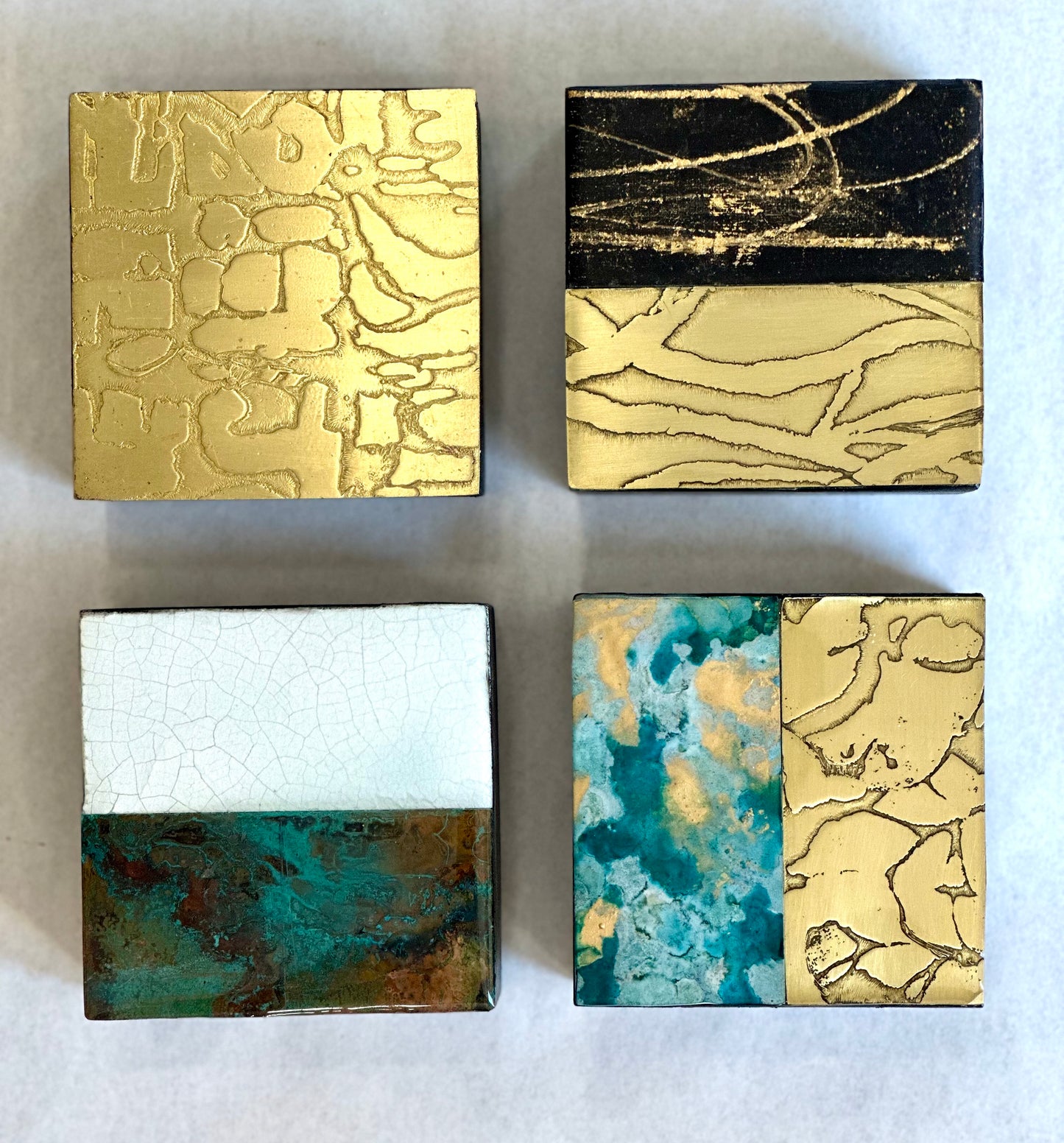 Mini Metal grouping Original artwork - SET OF FOUR ( 4x4x2)