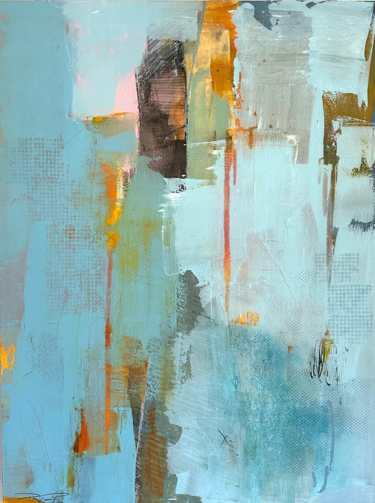 "Glimpses" Original oil and cold wax on wood Panel 48X36X2