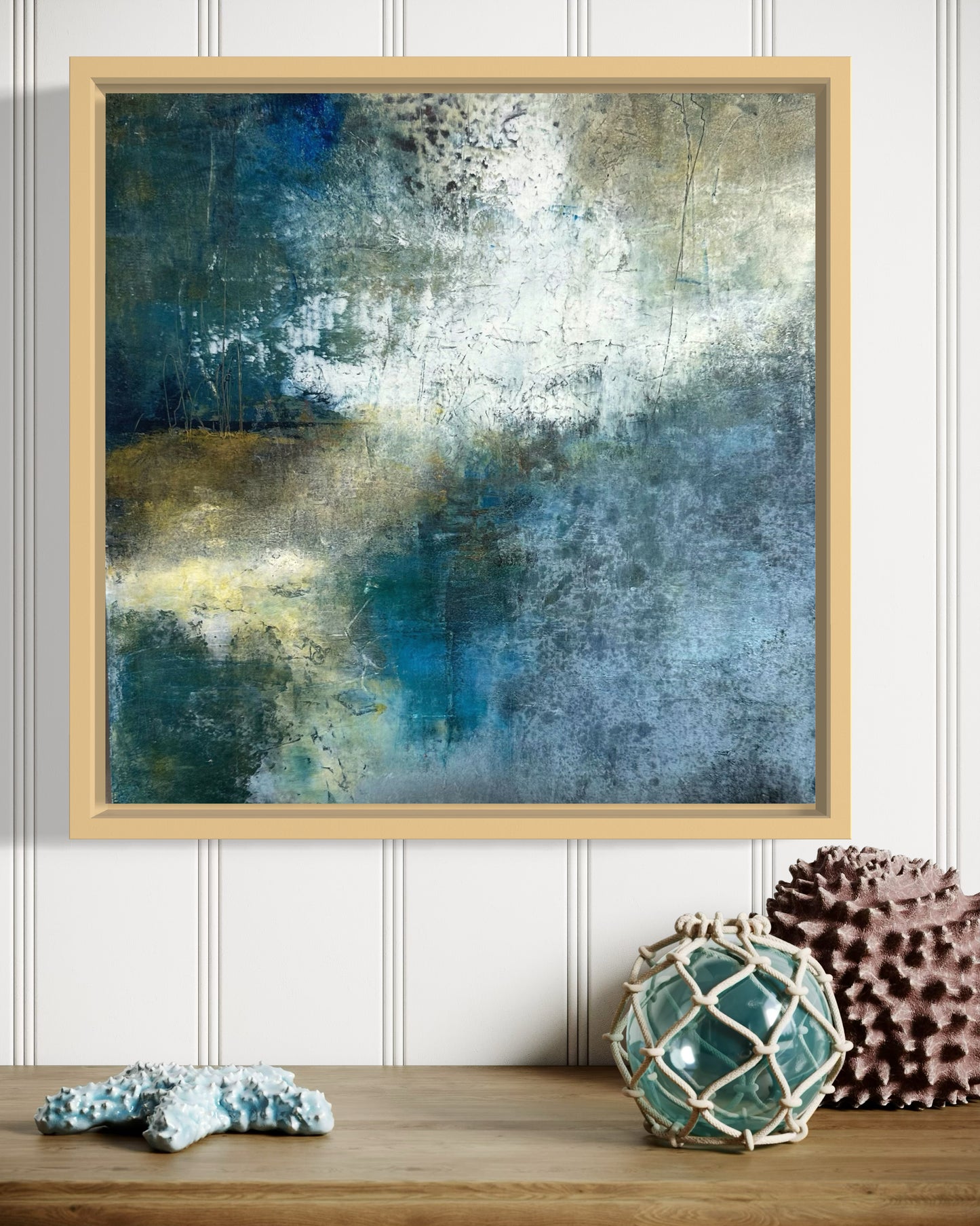 “Where Wind Meets Water" 12X12 original in maple float frame