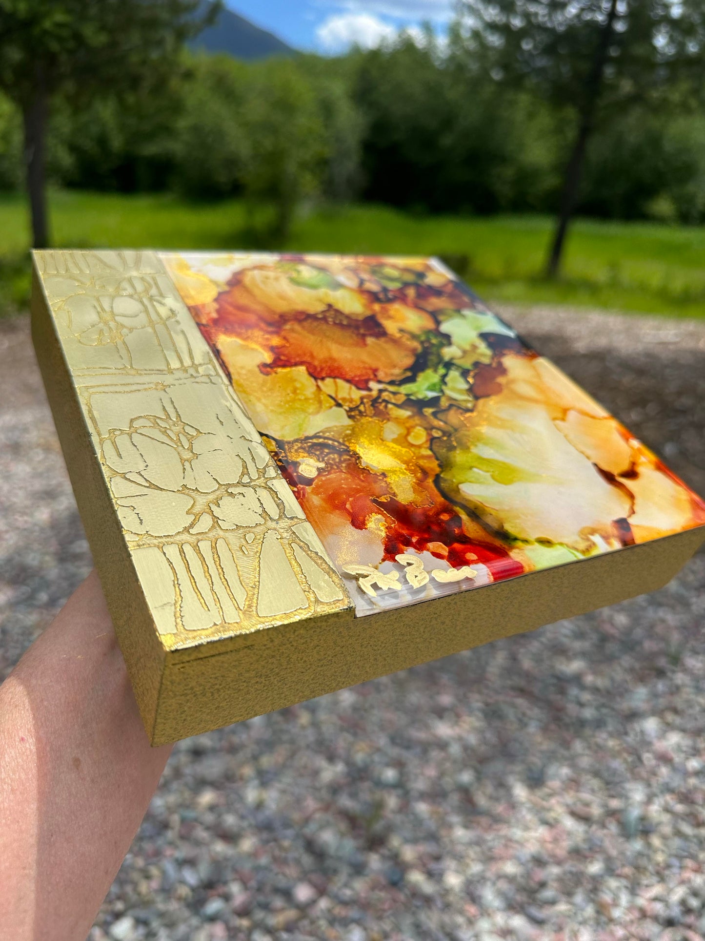 Golden Yellow Floral Original Art
