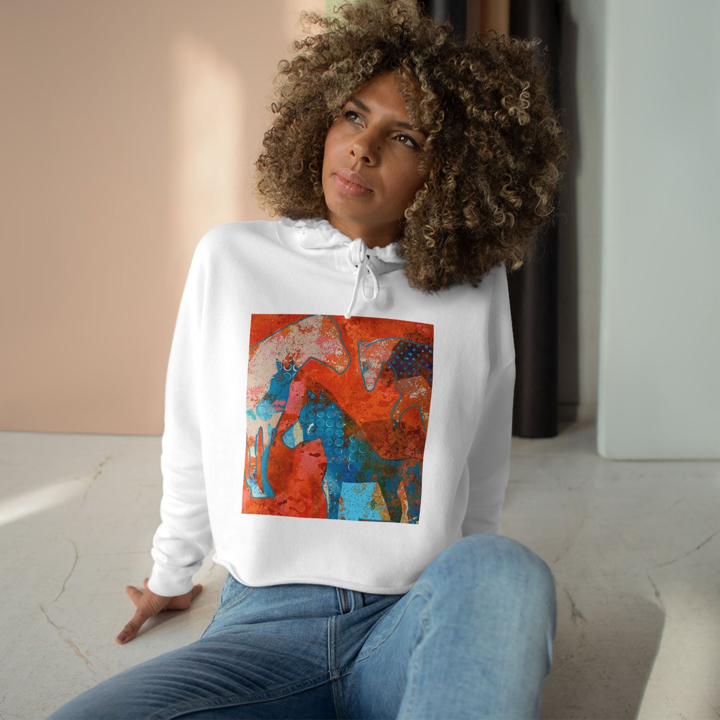 Artistic Crop Hoodie: Vibrant Design for Creative Souls, Streetwear, Gift for Artists, Casual Outfit, Festival Wear, Cozy Layer