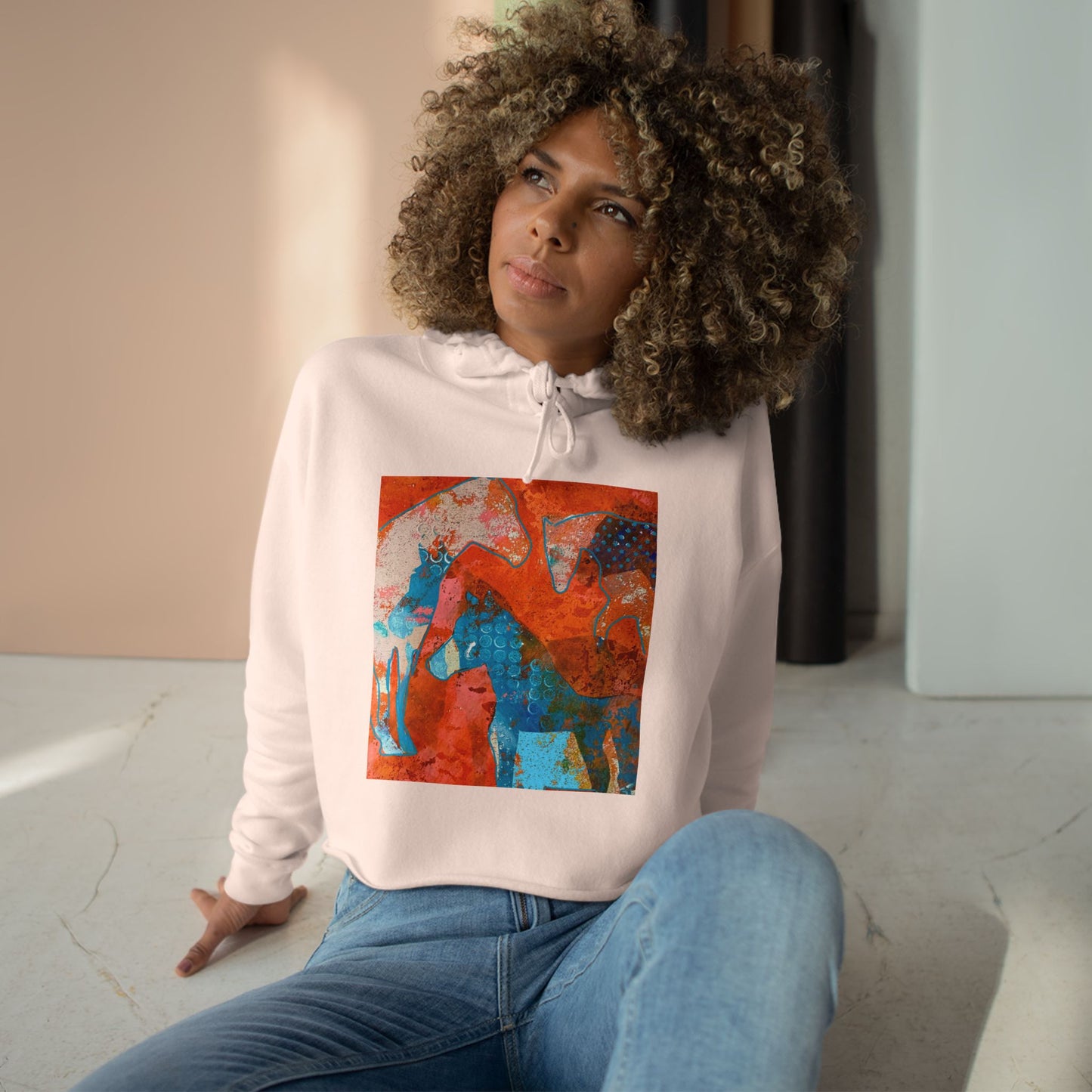 Artistic Crop Hoodie: Vibrant Design for Creative Souls, Streetwear, Gift for Artists, Casual Outfit, Festival Wear, Cozy Layer