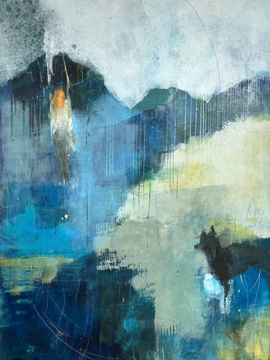 Lost in the Rain- Original Art 48x36X2 Oil Coldwax Painting