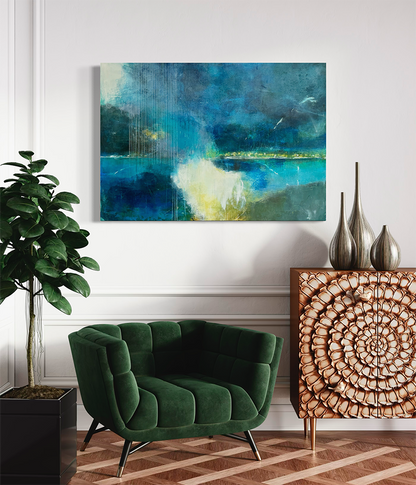 View From Leschi - Original Art 36X48X2 Oil Coldwax Painting