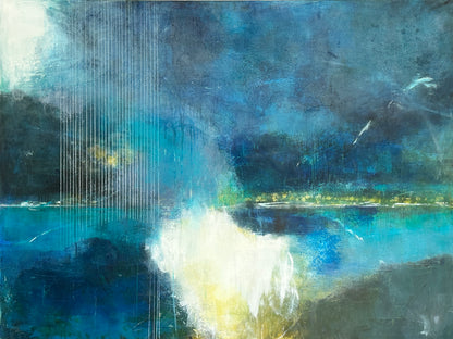 View From Leschi - Original Art 36X48X2 Oil Coldwax Painting