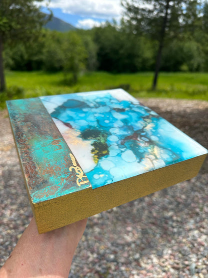 Turquoise  Floral Original Art
